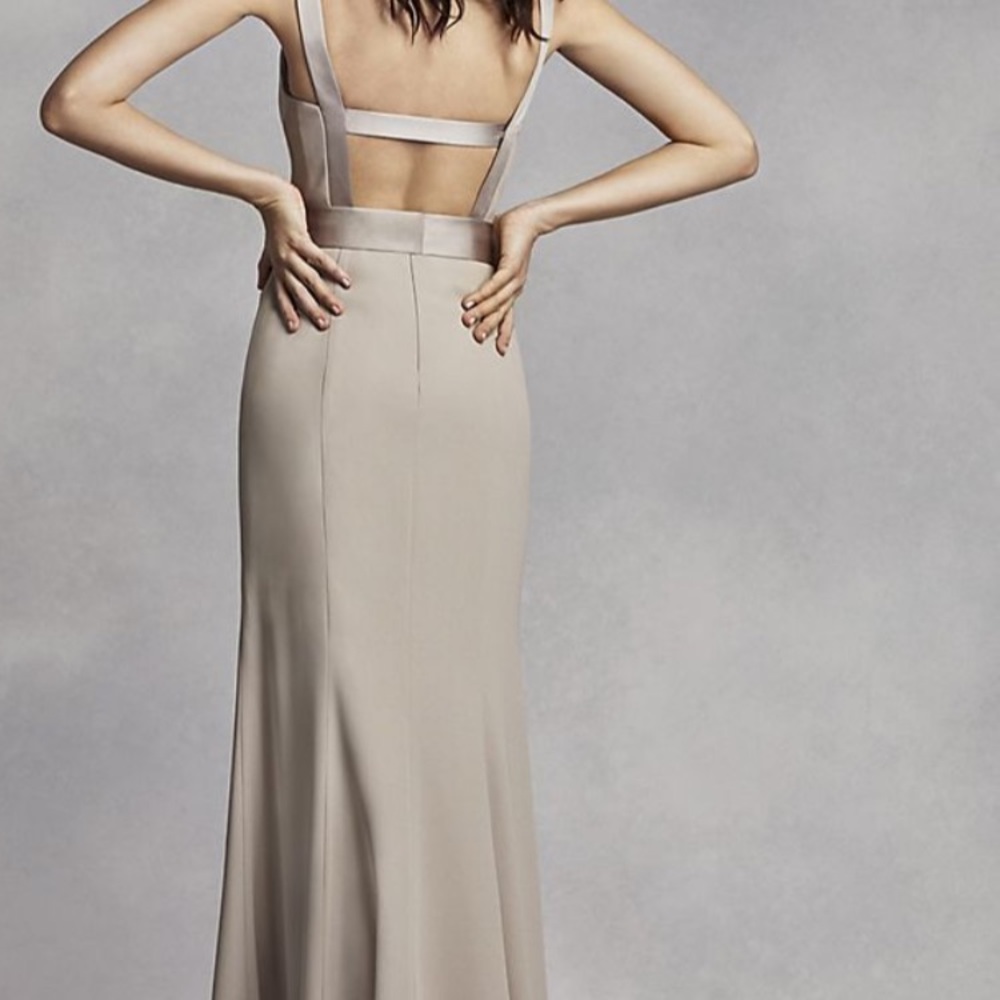 White by Vera Wang Beige Backless Evening Gown